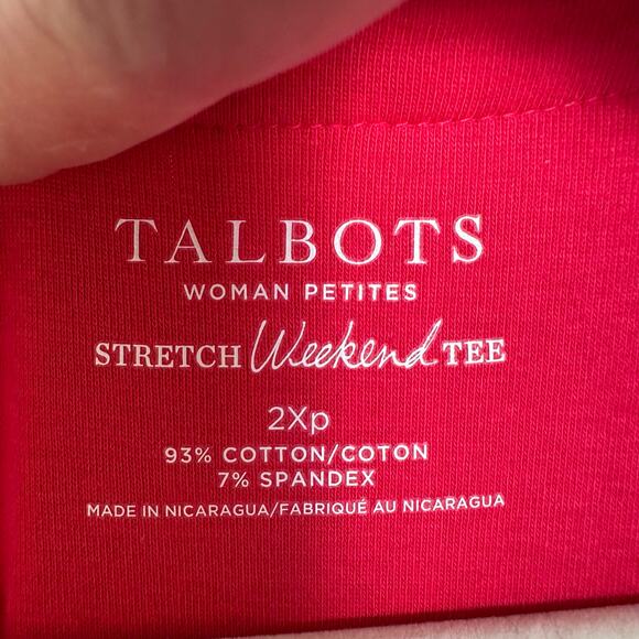 Talbots women’s T-shirt turn cuff short sleeve pink bowt neck petite plus size - Picture 3 of 6
